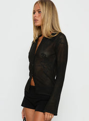 Marcita Floral Knit Longline Shirt Black