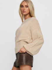 Jackeline Off Shoulder Rib Jumper Cream