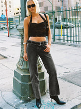 Better Half Low Rise Straight Leg Jeans Charcoal