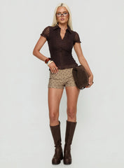 Melaniya Button Up Top Chocolate