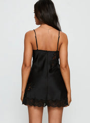 Aloura Spliced Lace Mini Dress Black