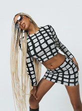 Motel Bonnie Top Mesh Mono Painted Check