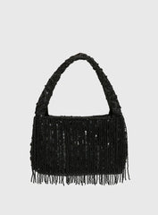 Kiss Goodbye Beaded Tassel Bag Black