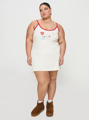 Letters Of Love Rib Sleep Mini Dress Multi Curve