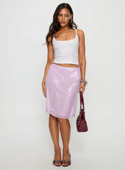 Addisa Sequin Lace Midi Skirt Lilac