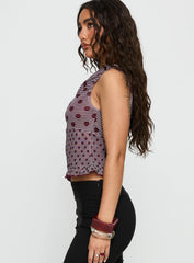 Tarya Top Stripe Polka Plum