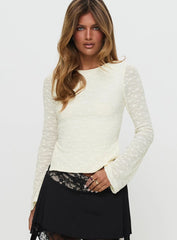 Shellee Long Sleeve Tie Back Top Cream