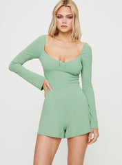 Victorine Long Sleeve Romper Sage