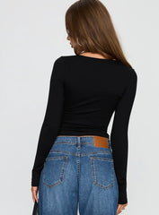 Sold On You Long Sleeve Top Black