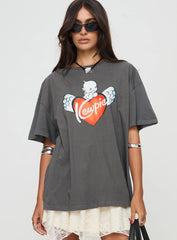 Kewpie Oversized Tee Washed Black