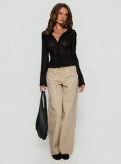 When You Sleep Long Sleeve Top Black