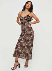 Emily Bias Cut Maxi Dress Leopard