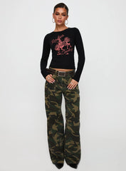 Rodeo Cowboy Long Sleeve Top Washed Wine