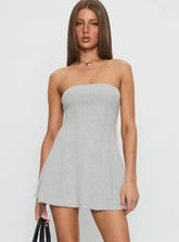 Dalilah Strapless Rib Knit Mini Dress Grey