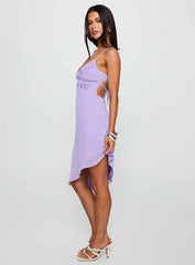 Secret Gardens Asymmetrical Midi Dress Purple