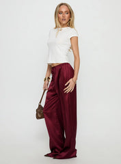 Soulstar Satin Pants Wine
