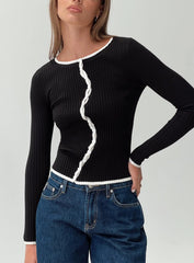 Bring Me Closer Button Up Long Sleeve Top Black / White