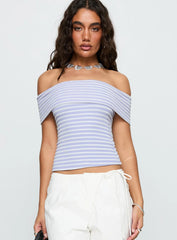 Ausha Off Shoulder Top Lilac Stripe