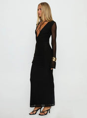 Ariadna Cut Out Long Sleeve Maxi Dress Black