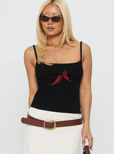 Sweetscape Bead Detail Cami Top Chilli / Black