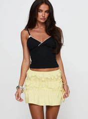 Kiwie Ruched Mini Skirt Butter Yellow