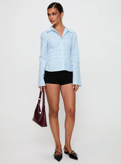 Liesel Shirred Long Sleeve Top Stripe