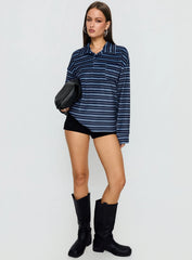 Mystris Collared Jumper Blue Stripe