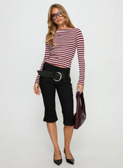 Derrica Long Sleeve Top Red / Grey Stripe