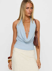 Treat You Better Plunge Hardware Detail Top Blue