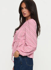 Cindylou Long Sleeve Top Pink Stripe