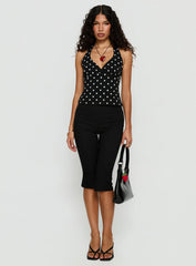 Alter Of Love Halter Top Black Polka