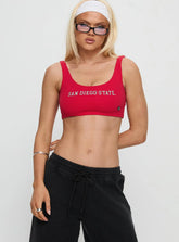 SDSU Scoop Neck Crop Top Red