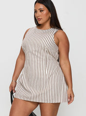 Yumiko Romper Brown Stripe Curve