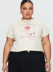 Cherry Cocktails Tee Cream Curve