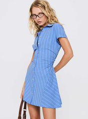 Saydie Button Down Mini Dress Blue Stripe