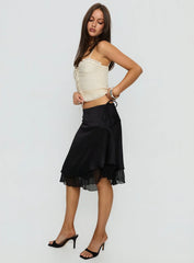 Rosemead Satin Midi Skirt Black
