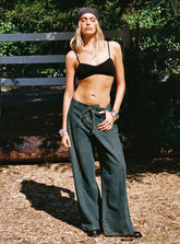 San Mateo Low Rise Wide Leg Tie Up Jeans Vintage Wash