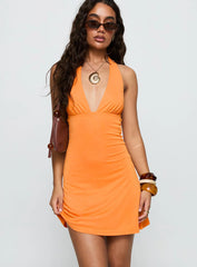 Tinisie Halter Mini Dress Orange