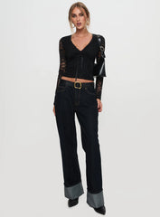 Temptation Incoming Long Sleeve Lace Top Black