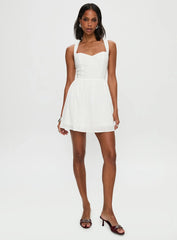 Zolena Halter Mini Dress White