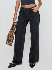 Serenitia Mid Rise Relaxed Jeans Washed Black