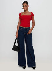 Daena Tie Detail Top Red