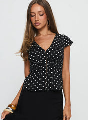 Indulgence Corset Top Black Polka