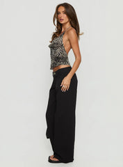 Kathrynne Plunge Neck Backless Top Animal