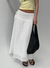 Vence Ruched Maxi Skirt White