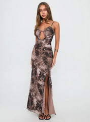 Soulina Ruched Maxi Dress Leopard