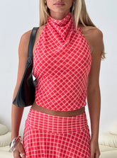 Scenic Route High Neck Top Red Check
