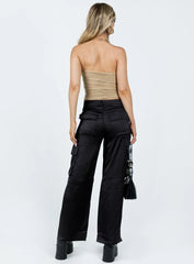 Zora Satin Cargo Pant Black