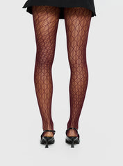 Amelyn Textured Sheer Tights Red