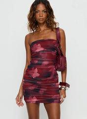 Sabato Strapless Mini Dress Red Floral